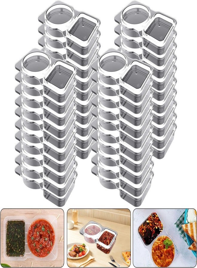 SEILETOO 40 Set Double Compartment Snack Containers, Reusable Double Condiment Containers with Lids, Grab and Go Snack Containers for Travel, Refridge, Portion Control, Lunchable Container Diping Case - Image 1